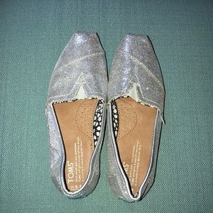 TOMS slip on shoes (silver sparkly)